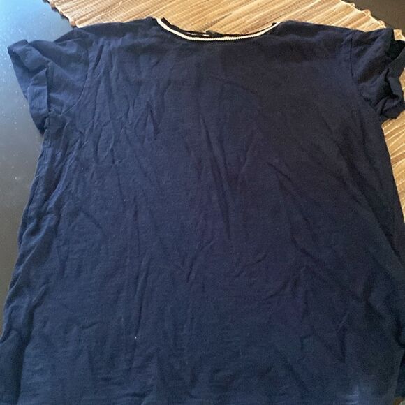 EUC Banana Republic SS navy sweater tee with white piping at neck . Size XS - Picture 5 of 5